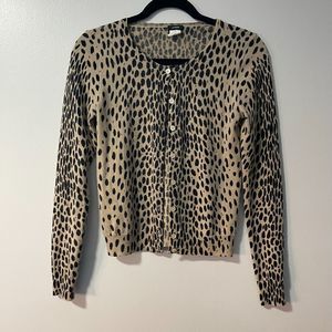 J. Crew Leopard Print Cardigan - Black and Tan